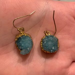 Teal and Gold Agate Earrings